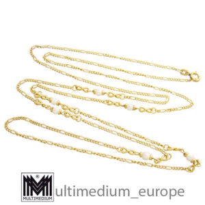 Feines 333 Gold Perlen Collier Halskette 8ct Gelbgold Panzerkette pearl necklace - Picture 1 of 3