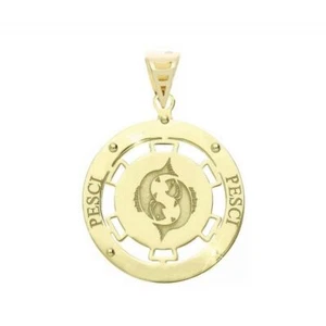 Pendente Segno Zodiacale Pesci in Oro Giallo 18k - Picture 1 of 1