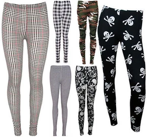 New Ladies Womens Printed Skinny Full Stretchy Casual Trouser Leggings Plus Size - Picture 1 of 17