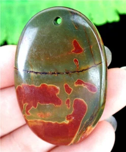 43x29x7mm Natural Colourful Picasso Jasper Oval Pendant Bead HL80771 - Imagen 1 de 1