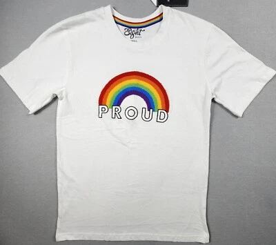 Camiseta gráfica Eight Brand Proud Rainbow para hombre y mujer pequeña blanca de algodón Foto 1 de 4