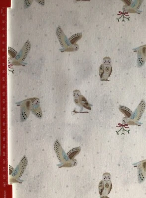 Sophie Allport Snowy Owl Soft White Cotton Duck Fabric Winter New Assorted Sizes - Image 1 of 4