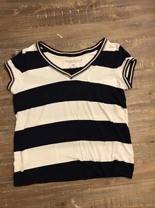 AEROPOSTAL STRIPED SHIRT SIZE MEDIUM BLUE AND WHITE - Picture 1 of 4
