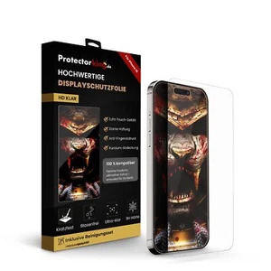 6x Echtes Tempered 9H Panzerhartglas 3D KLAR für iPhone 15 Schutzglasfolie - Bild 1 von 8