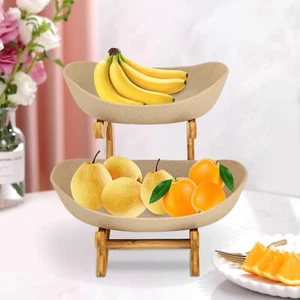 Fruit Basket for Kitchen 2-Tier Fruit Bowl Kitchen Counter Storage Rack Stand - Picture 1 of 15