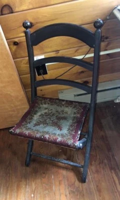 Silla Plegable Antigua E. W. Vaill 1870 Guerra Civil Campaña Era Alfombra Asiento Raro Foto 1 de 4