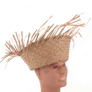 Raw Edge Straw Big Beachcomber Luau Beach Bum Adult Hat, Natural, One-Size 7.5" - Picture 1 of 4