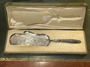 Ancienne Pelle Ramasse Miettes en Métal Argenté avec Manche en Argent Fourré(36) - Imagen 1 de 11