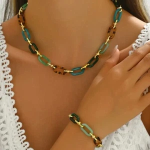 Women Ladies Girls Birthday Present Party Link Necklace Bracelet Gift Set UK NEW - Picture 1 of 12