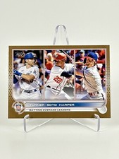 2022 Topps Series 1 NL BATTING AVERAGE LEADERS TURNER/SOTO/HARPER #59 Gold /2022