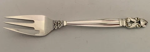 GEORG JENSEN ACORN PATTERN STERLING 6 1/2” FISH OR SALAD FORKS Cover