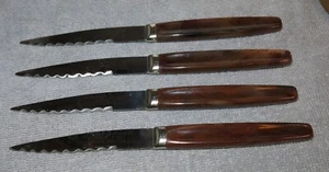 x4 Vtg Remark O Edge Steak Knife Set Stainless Sheffield England Bakelite Handle - Picture 1 of 3
