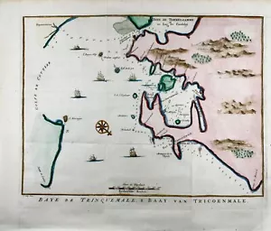 1770 J.V. Schley, Sri Lanka, Ceylon, Trincomalee, large copper engraving, map - Picture 1 of 6