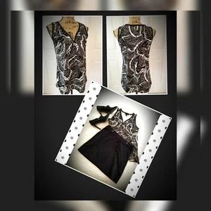 Damen Tanktop groß schwarz weiß Stretch lang elegant ärmellos Bluse  - Bild 1 von 8