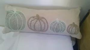 Rachel Ashwell Shabby Chic Rectangle 28"x12" Beaded Pumpkin Pillow Holiday Fall - Picture 1 of 10