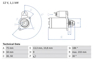 BOSCH Motor de Arranque 1.1kW para Honda Civic VIII Hatchback Cr-V III - Imagen 1 de 1