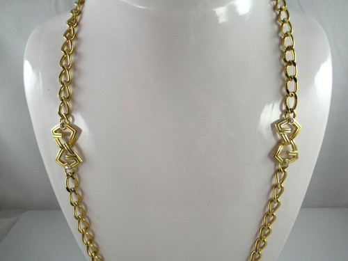 Collana firmata Givenchy Paris New York tono oro con accenti logo strass G