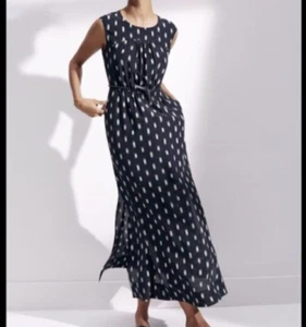 Madewell Silk Ikat Brushed Maxi Dress Sleeveless Black/Cream Size 0 - Picture 1 of 10