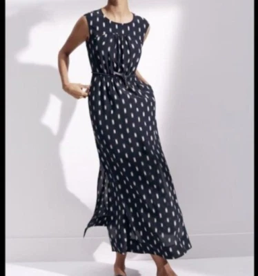 Maxi Vestido Madewell Seda Ikat Cepillado Sin Mangas Negro/Crema Talla 0 Foto 1 de 4