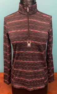 Spyder Girl's Multicolor Striped 1/4 Zip Stretch Pullover - Youth Size Large - Picture 1 of 14