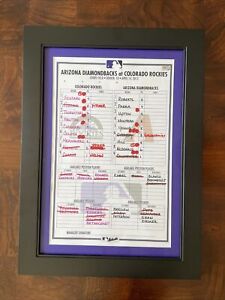 Colorado Rockies Game Used Lineup Card Framed 2012 Todd Helton