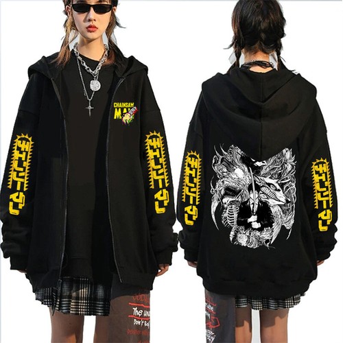 VETEMENTS Felpa con cappuccio Chainsaw Man anime cosplay felpa con cappuccio giacca giacca coat nero