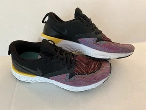 Nike Odyssey React Flyknit 2 Running Tennis Shoes Mens 8 Lace Up Blk/red/yellow - Picture 1 of 9
