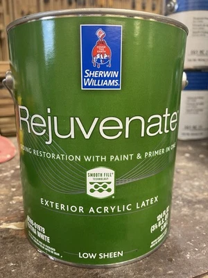 1 Gal. Pintura de revestimiento exterior rejuvenecedora Sherwin Williams/extra blanca/bajo brillo Foto 1 de 2