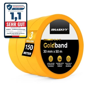 Goldband Malerband 3× 30 mm × 50 m – Profi Kreppband Abdeckband Malerkrepp, Neu - Bild 1 von 5