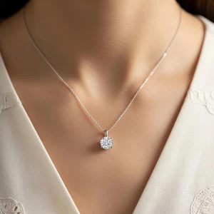 1 Ct CVD Lab Grown Diamond Necklaces Silver Christmas Gift For Women - Picture 1 of 5