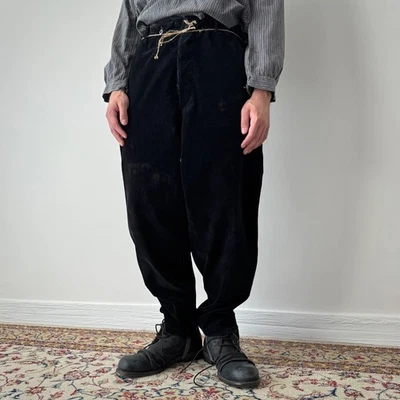 1940s Vintage Men's European Riding Hunting Black Corduroy Pants - Image 1 of 4