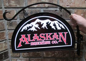Alaskan Brewing Company Alaska electric light up beer Sign & Metal bracket mount - Picture 1 of 16