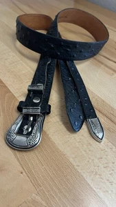Vintage Western 4 Stück Gürtel schwarz Leder Straußenschnalle Cowboy Rodeo Rockabilly 36 - Bild 1 von 21