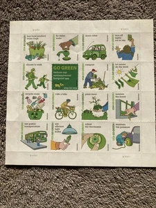 Go Green Sheet Postage lot of 16 Forever Stamps - Picture 1 of 3