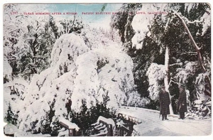 Eisenbahn Postkarte / Mt. Lowe California / Pacific Electric Railway Schneesturm - Bild 1 von 2