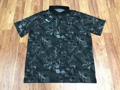 PARA HOMBRES L - NUEVO Camisa Polo de Golf Under Armour Iso-Chill Negra Gris Estampada Suelta Foto 1 de 4