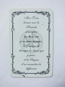 NA Serenity Prayer Card French + English Prayer Card - Bild 1 von 2