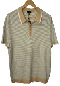 Express Polo Shirt Mens Large Mini Geo Tipped Cotton Short Sleeve Sweater NEW - Picture 1 of 8
