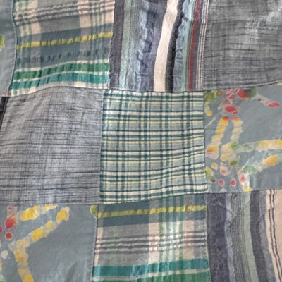 Custom Madras Drapes Pair 41” X 64” Plaid Curtains Blues Denim Blackout - Image 1 of 4