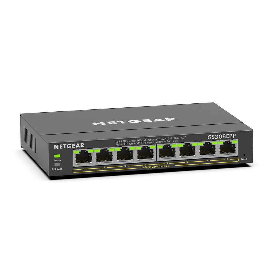 NETGEAR - SWITCH 8-PORT 1G POE+ SWITCH 124 W SMART MANAGED PLUS,black 8 Port   8 - Image 1 of 4
