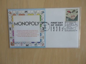 Tablero Monopoly de Parker Brothers y sobre de primera edición de estampilla 10/09/98 - Imagen 1 de 2