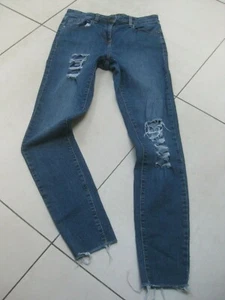 NEXT SKINNY JEANS 10 distressed ripped faded blue stretch crop jeggings - Picture 1 of 11