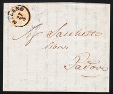 1850 LOMBARDO VENETO 5 cent.° giallo ocra, ISOLATO su CIRCOLARE (Sass.1) Certif.