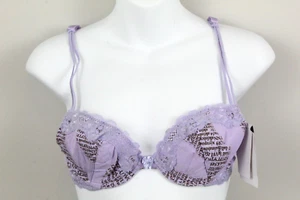 Damen BH Buchstabenmuster & Spitze Stil 9999 Größe 32A Lilie Lavendel Neu mit Etikett - Bild 1 von 5