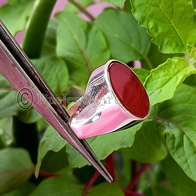 Anillos de granate rojo natural sello de plata de ley 925 hechos a mano joyería para hombre M439 Foto 1 de 4