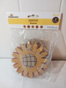 Fall Thanksgiving Sunflower Floral Wood Banner Garland 72 inches NEW - Picture 1 of 5