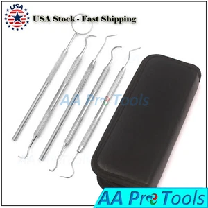 5 Tools Professional Dental Oral Scaler Pick Teeth Set Kit Deep Cleaning Mirror - Picture 1 of 2