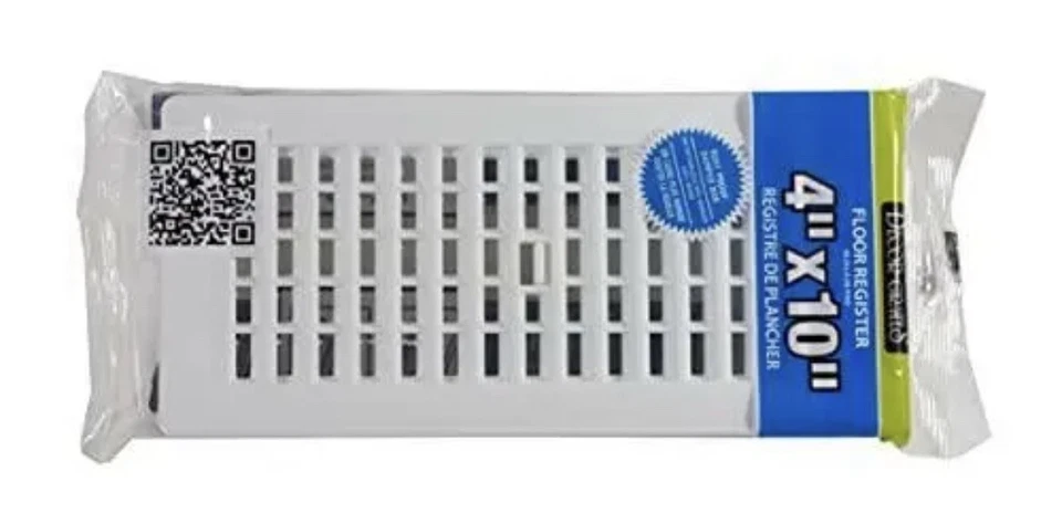 Decor Grates PL410-WH 4-Inch by 10-Inch Plastic Floor Register, White - Image 1 of 2