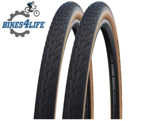 2 x Schwalbe Road Cruiser 27 x 1 1/4 Cycle Tyre Tan/Amber Wall - Picture 1 of 1