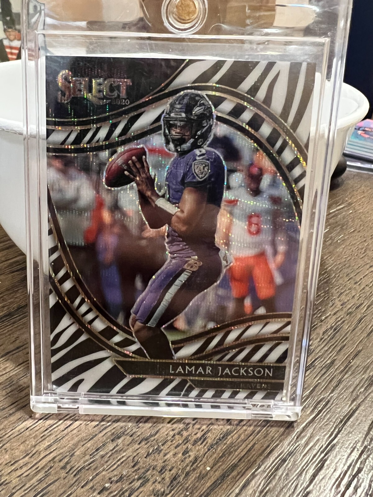 2020 Panini Select Lamar Jackson Field Level Zebra Stripe Prizm SSP